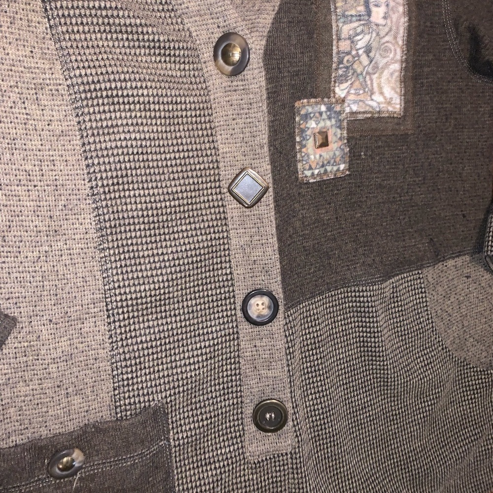 Vintage Eclectic Patchwork Grandpa Asymmetrical Sweater Nancy Bolen Cardigan M - Picture 7 of 12